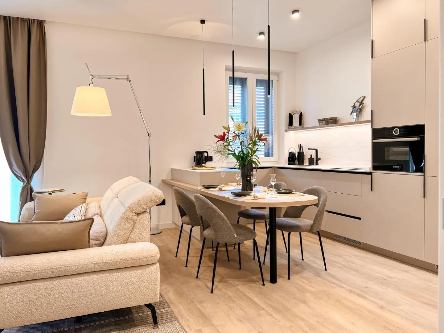 More - Dining table and kitchen